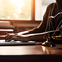 one woman typing laptop office generated by ai